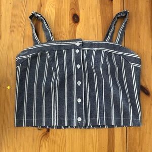 Brandy Melville gray & white striped crop top